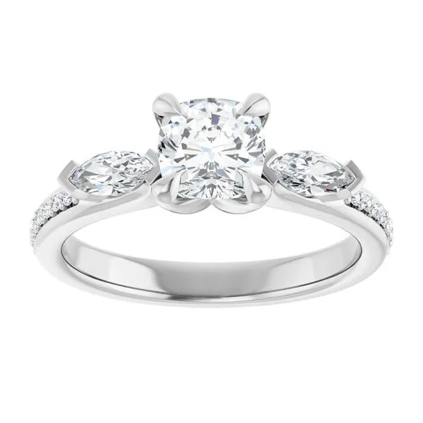 Claw-Prong Three-Stone Engagement Ring Image 3 J. Thomas Jewelers Rochester Hills, MI