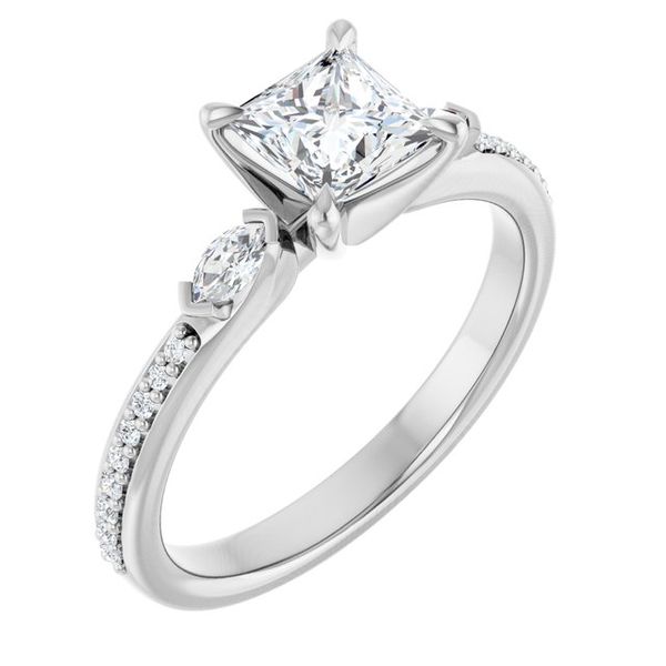Claw-Prong Three-Stone Engagement Ring