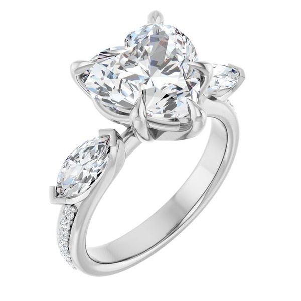 Claw-Prong Three-Stone Engagement Ring