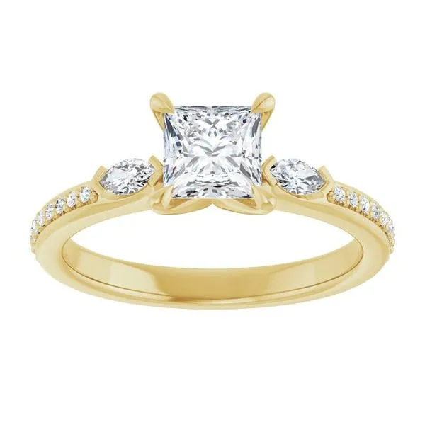 Claw-Prong Three-Stone Engagement Ring Image 3 J. West Jewelers Round Rock, TX