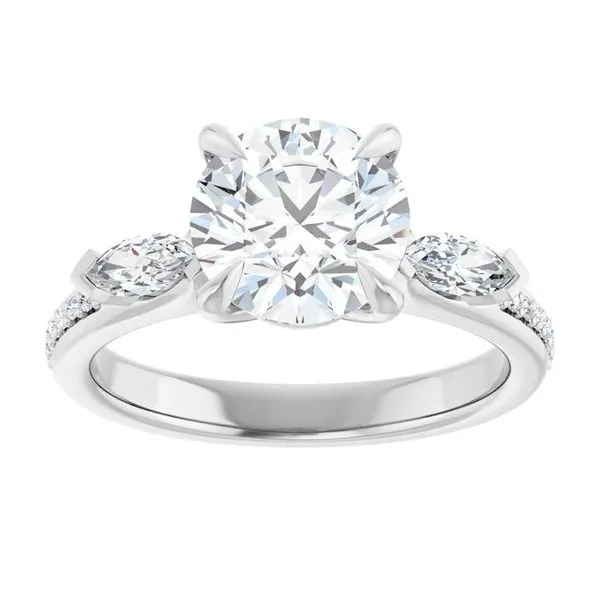 Claw-Prong Three-Stone Engagement Ring Image 3 Jimmy Smith Jewelers Decatur, AL