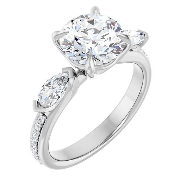Claw-Prong Three-Stone Engagement Ring