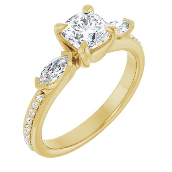Claw-Prong Three-Stone Engagement Ring