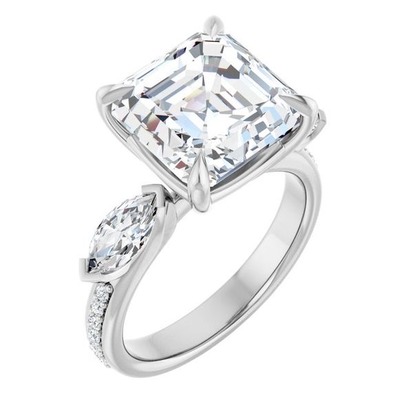 Claw-Prong Three-Stone Engagement Ring