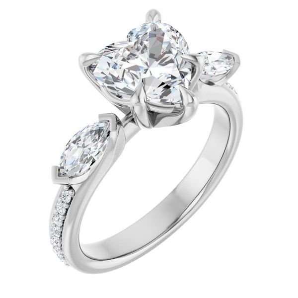 Claw-Prong Three-Stone Engagement Ring