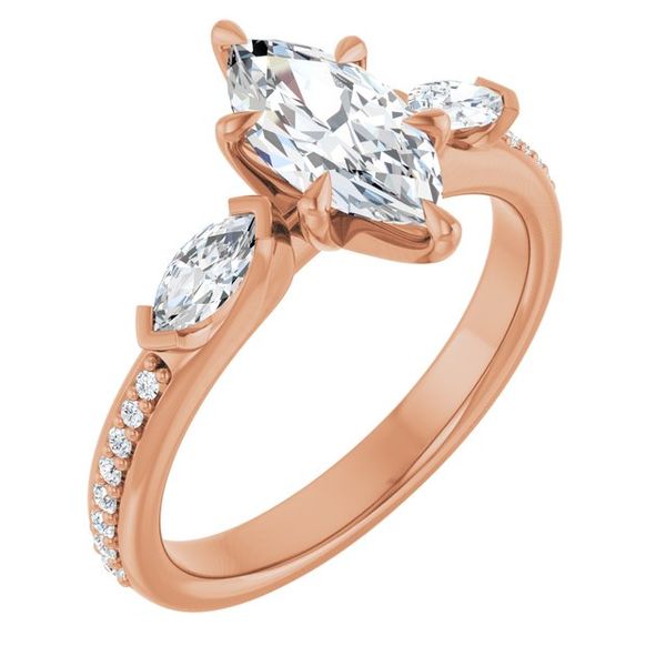 Claw-Prong Three-Stone Engagement Ring