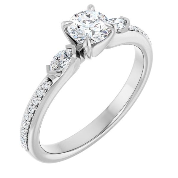 Claw-Prong Three-Stone Engagement Ring