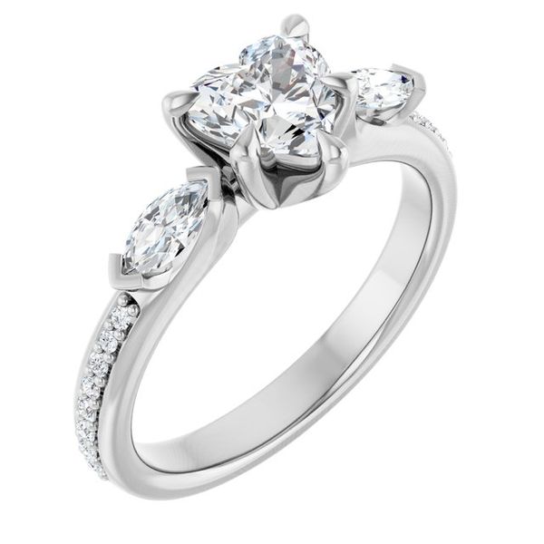 Claw-Prong Three-Stone Engagement Ring