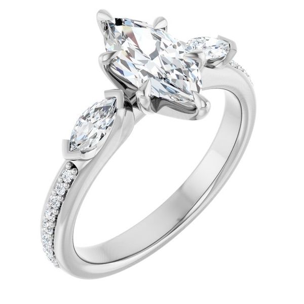 Claw-Prong Three-Stone Engagement Ring