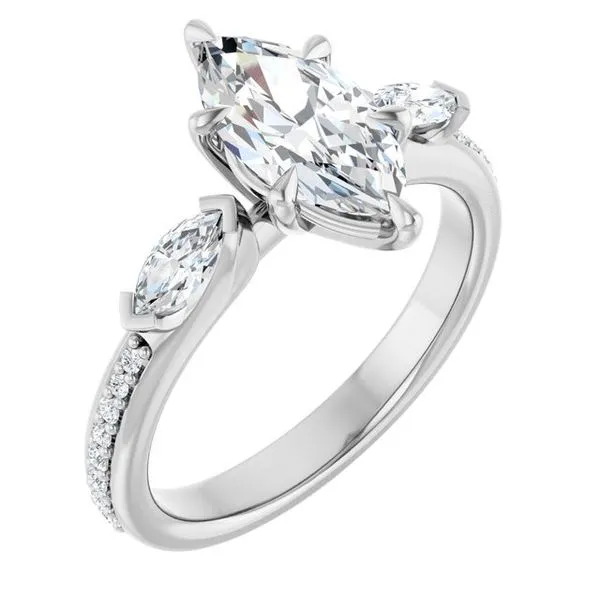 Claw-Prong Three-Stone Engagement Ring