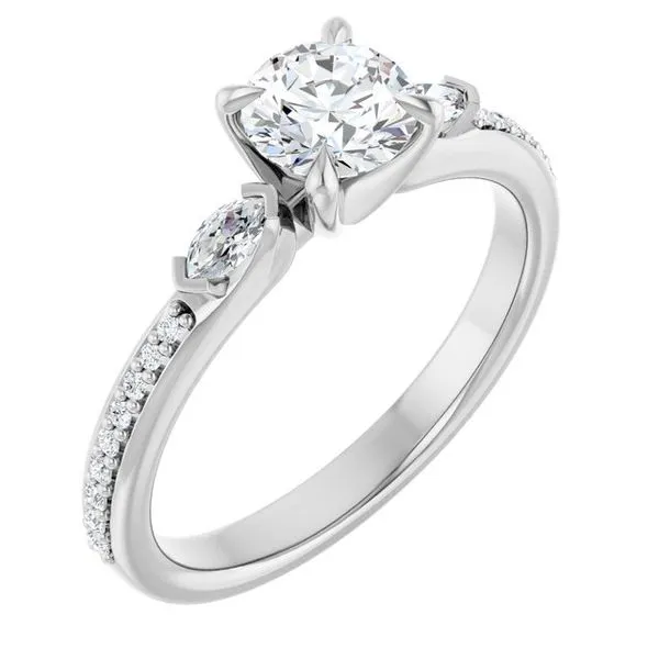 Claw-Prong Three-Stone Engagement Ring