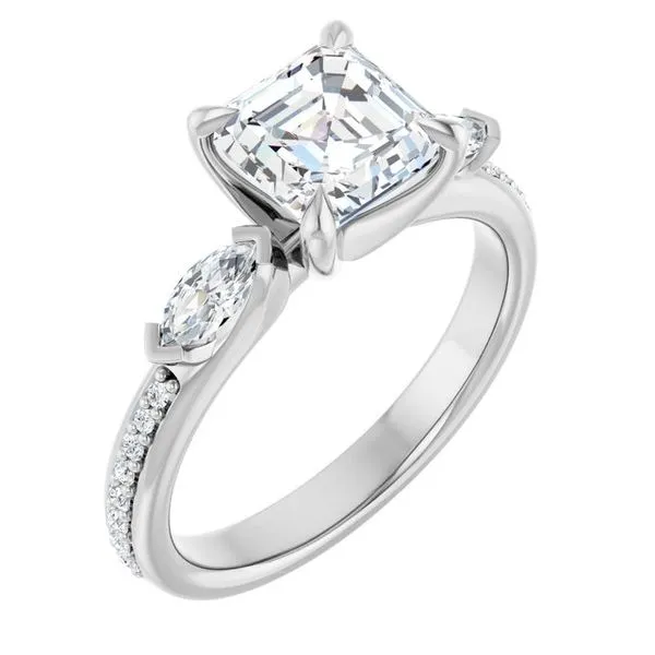 Claw-Prong Three-Stone Engagement Ring