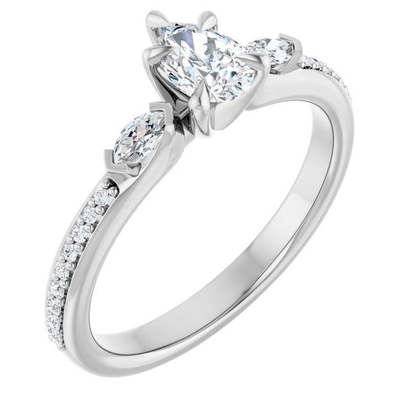 Claw-Prong Three-Stone Engagement Ring