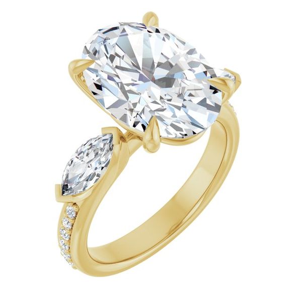 Claw-Prong Three-Stone Engagement Ring