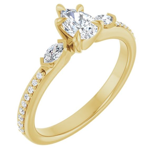 Claw-Prong Three-Stone Engagement Ring