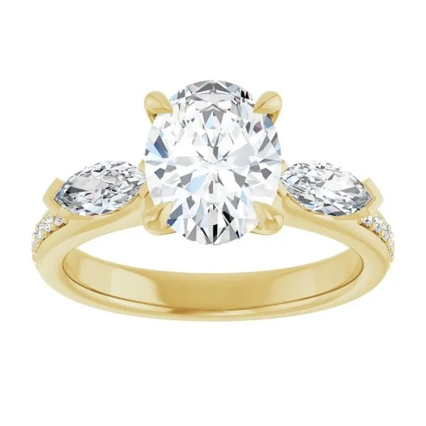 Claw-Prong Three-Stone Engagement Ring Image 3 Futer Bros Jewelers York, PA