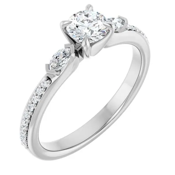 Claw-Prong Three-Stone Engagement Ring J. West Jewelers Round Rock, TX