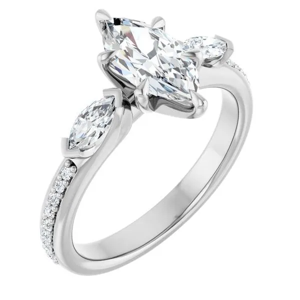 Claw-Prong Three-Stone Engagement Ring