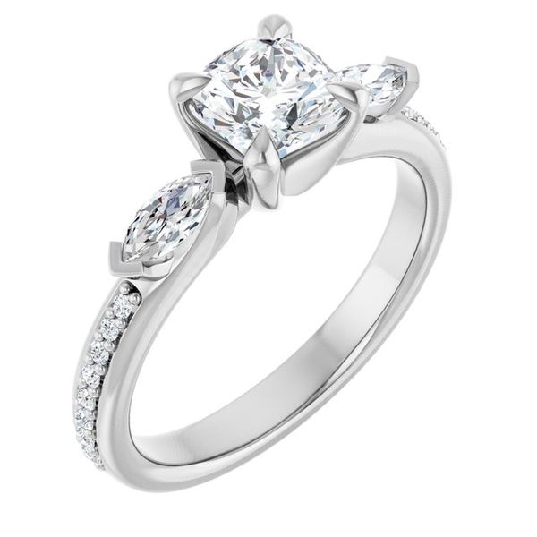 Claw-Prong Three-Stone Engagement Ring