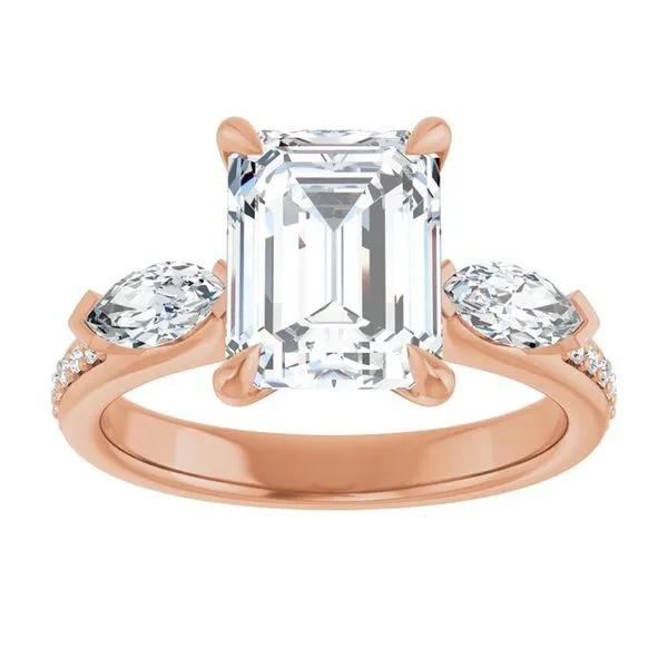 Claw-Prong Three-Stone Engagement Ring Image 3 Stuart Benjamin & Co. Jewelry Designs San Diego, CA