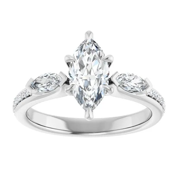 Claw-Prong Three-Stone Engagement Ring Image 3 J. Thomas Jewelers Rochester Hills, MI