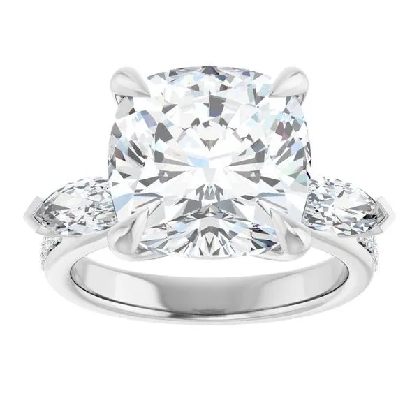 Claw-Prong Three-Stone Engagement Ring Image 3 Hudson Valley Goldsmith New Paltz, NY