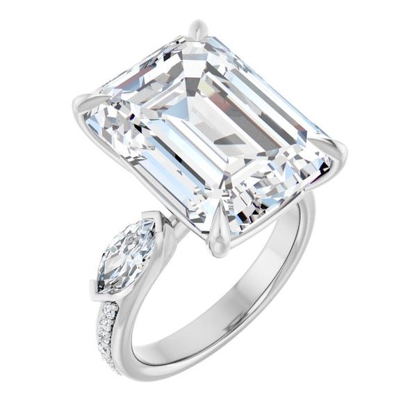 Claw-Prong Three-Stone Engagement Ring
