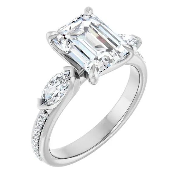 Claw-Prong Three-Stone Engagement Ring Ocean View Jewelers Millville, DE