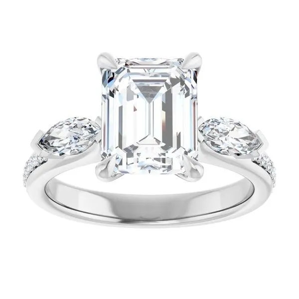 Claw-Prong Three-Stone Engagement Ring Image 3 J. West Jewelers Round Rock, TX