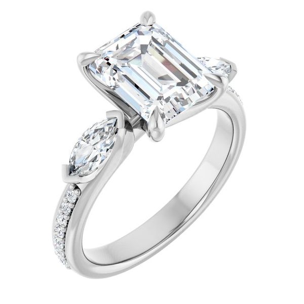 Claw-Prong Three-Stone Engagement Ring