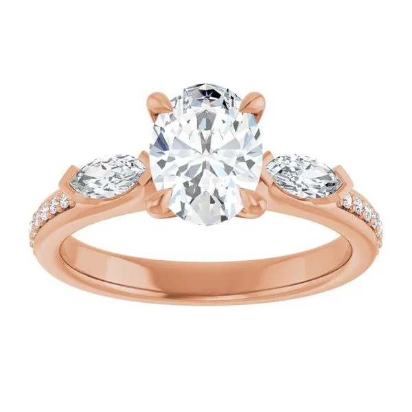Claw-Prong Three-Stone Engagement Ring Image 3 Stuart Benjamin & Co. Jewelry Designs San Diego, CA