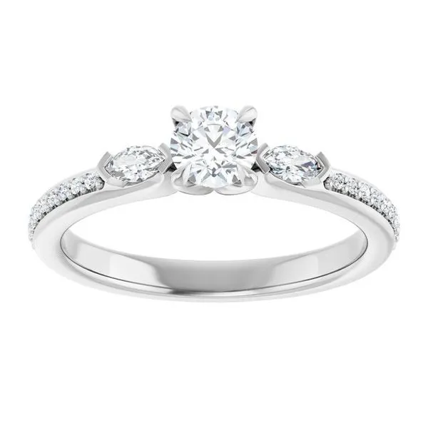 Claw-Prong Three-Stone Engagement Ring Image 3 J. West Jewelers Round Rock, TX