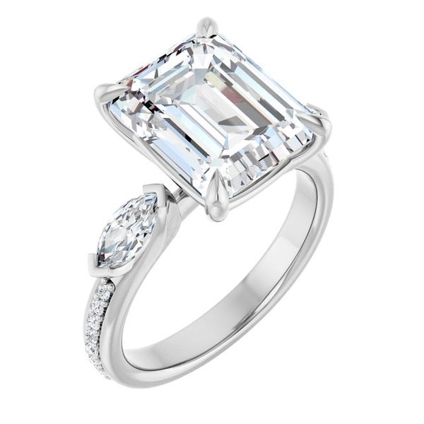 Claw-Prong Three-Stone Engagement Ring