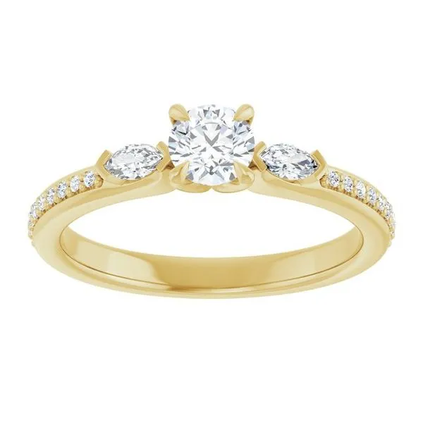 Claw-Prong Three-Stone Engagement Ring Image 3 J. West Jewelers Round Rock, TX