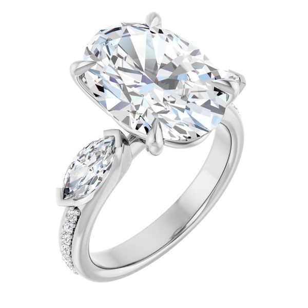 Claw-Prong Three-Stone Engagement Ring