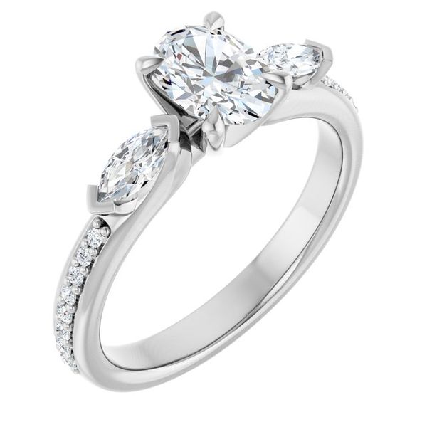 Claw-Prong Three-Stone Engagement Ring