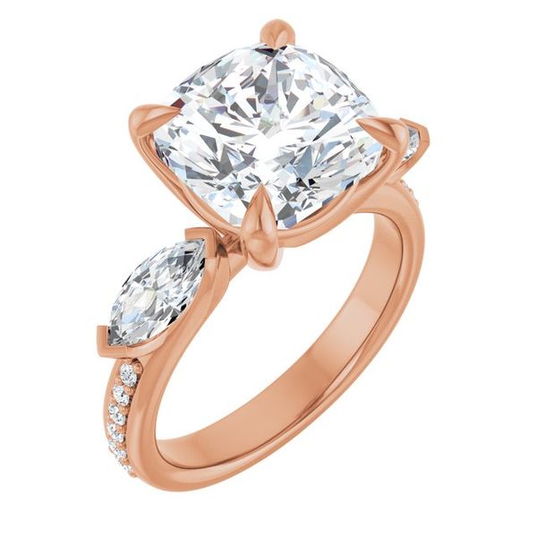 Claw-Prong Three-Stone Engagement Ring