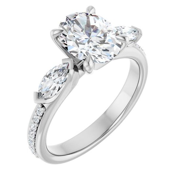 Claw-Prong Three-Stone Engagement Ring