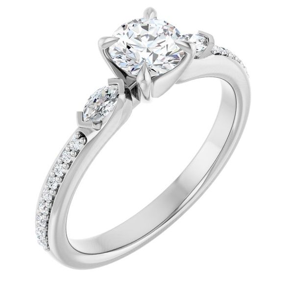 Claw-Prong Three-Stone Engagement Ring