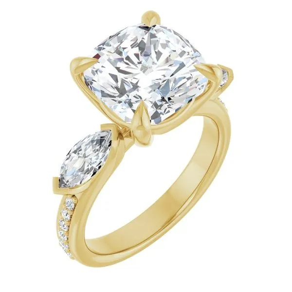 Claw-Prong Three-Stone Engagement Ring