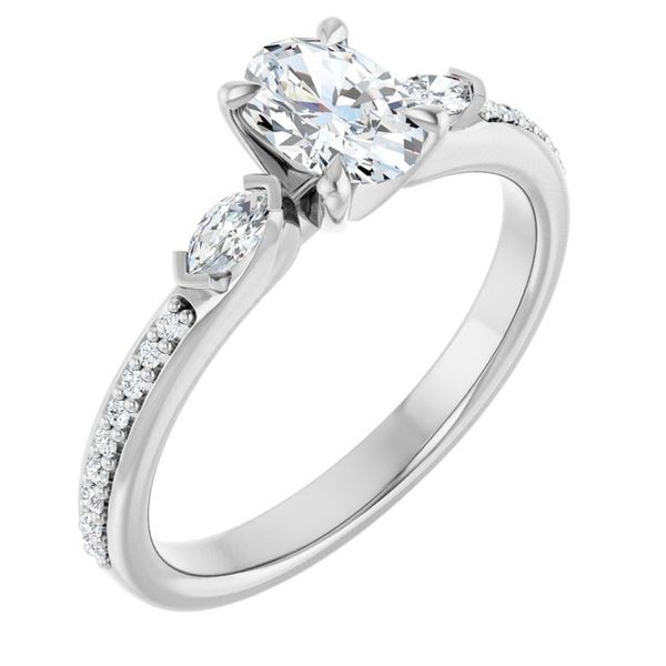 Claw-Prong Three-Stone Engagement Ring