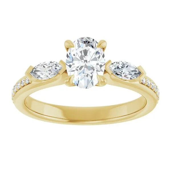 Claw-Prong Three-Stone Engagement Ring Image 3 Futer Bros Jewelers York, PA