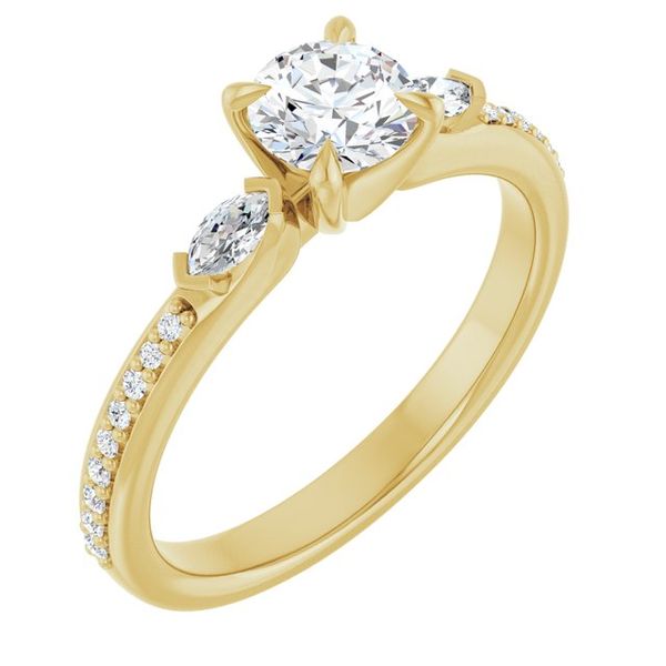 Claw-Prong Three-Stone Engagement Ring