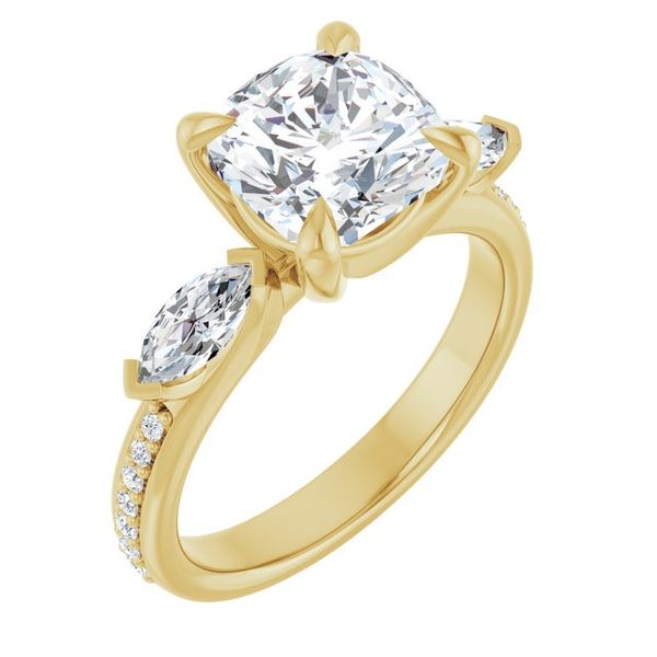 Claw-Prong Three-Stone Engagement Ring