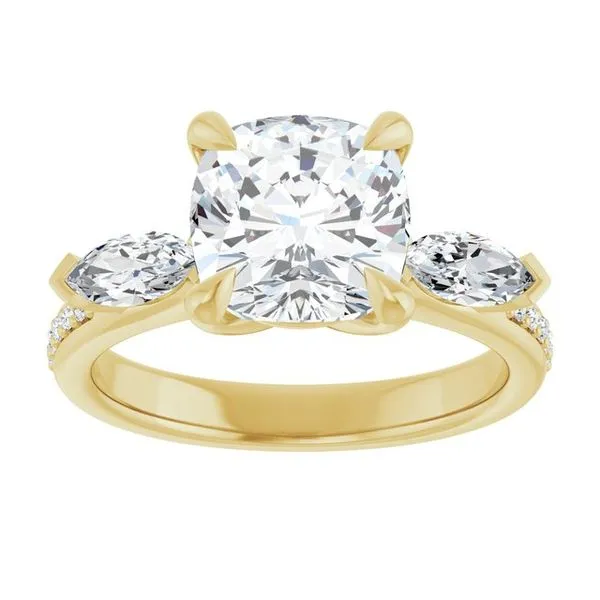 Claw-Prong Three-Stone Engagement Ring Image 3 Northwood Jewelers Northwood, OH