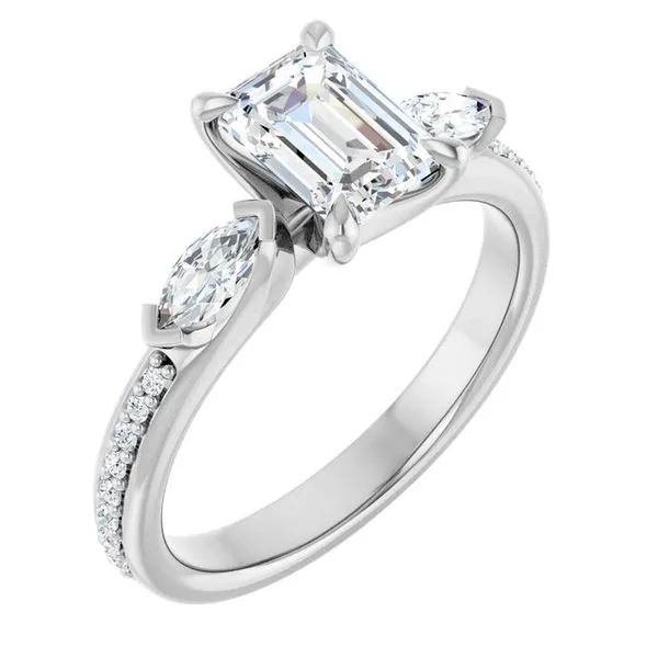 Claw-Prong Three-Stone Engagement Ring