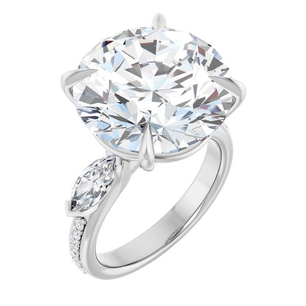 Claw-Prong Three-Stone Engagement Ring