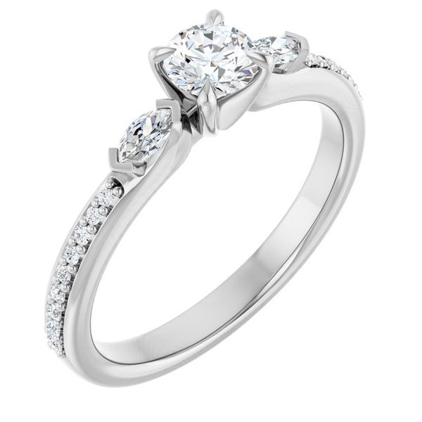 Claw-Prong Three-Stone Engagement Ring