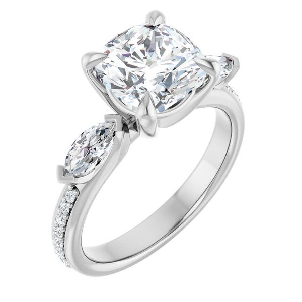 Claw-Prong Three-Stone Engagement Ring