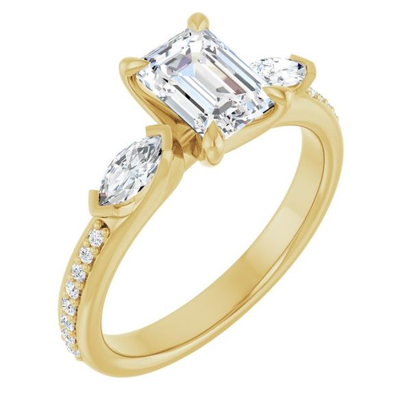 Claw-Prong Three-Stone Engagement Ring